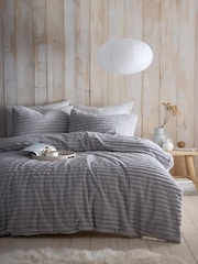 Appletree Grey Morritz Faux Fur Duvet Cover Set - Image 1 of 3