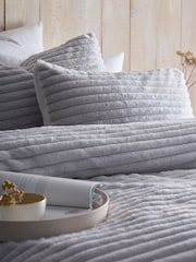 Appletree Grey Morritz Faux Fur Duvet Cover Set - Image 2 of 3