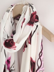 Rose Floral White Lightweight Scarf - Image 2 of 3