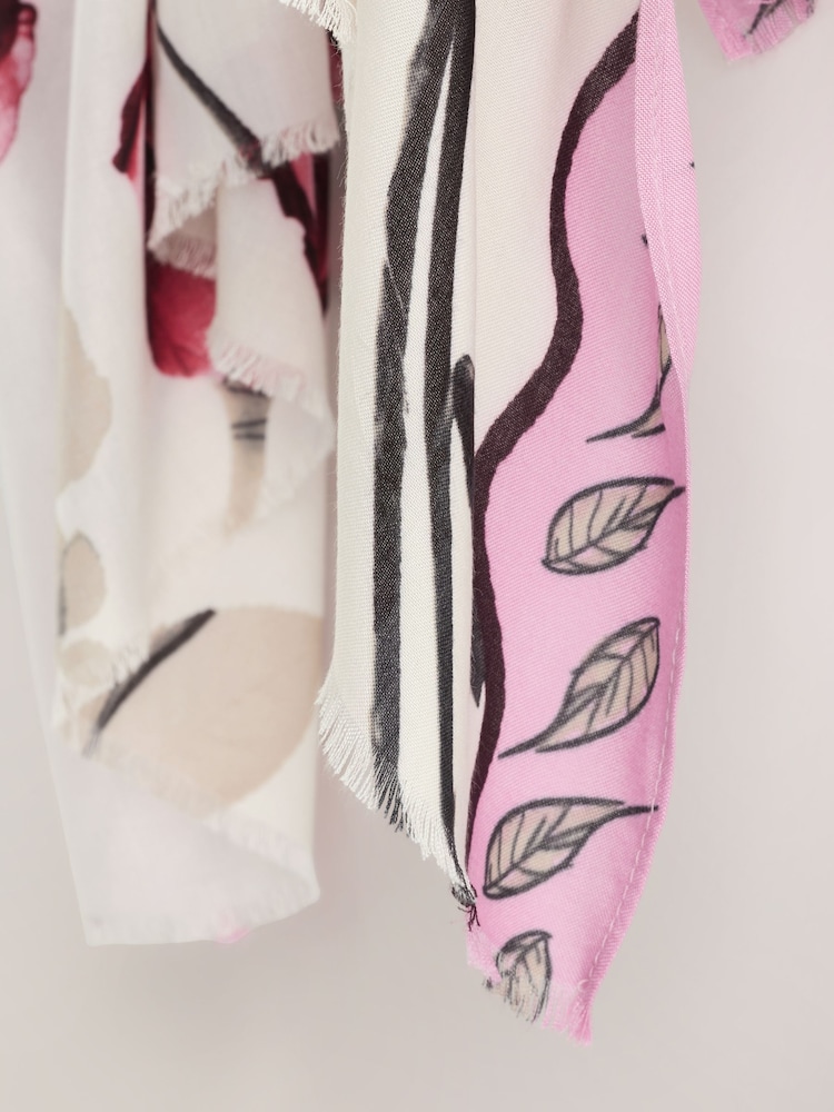 Rose Floral White Lightweight Scarf - Image 3 of 3