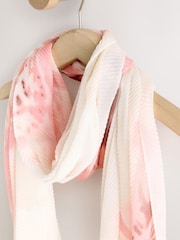 Pink Floral Print Plisse Lightweight Scarf - Image 6 of 7