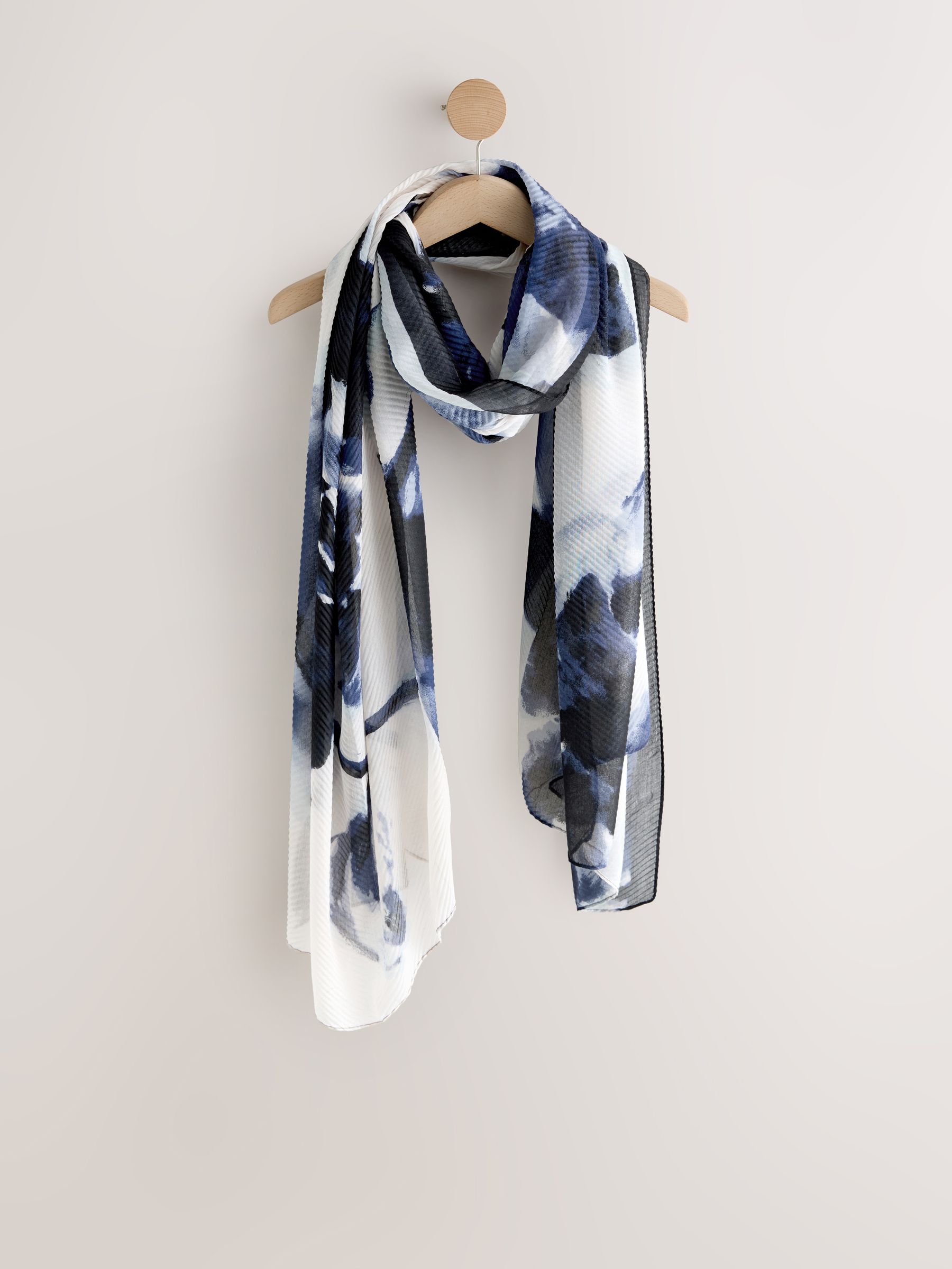 Buy Blue Floral Print Plisse Lightweight Scarf from the Next UK