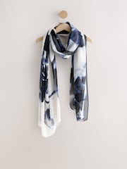Blue Floral Print Plisse Lightweight Scarf - Image 1 of 3