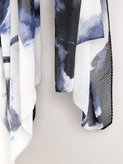 Blue Floral Print Plisse Lightweight Scarf - Image 3 of 3