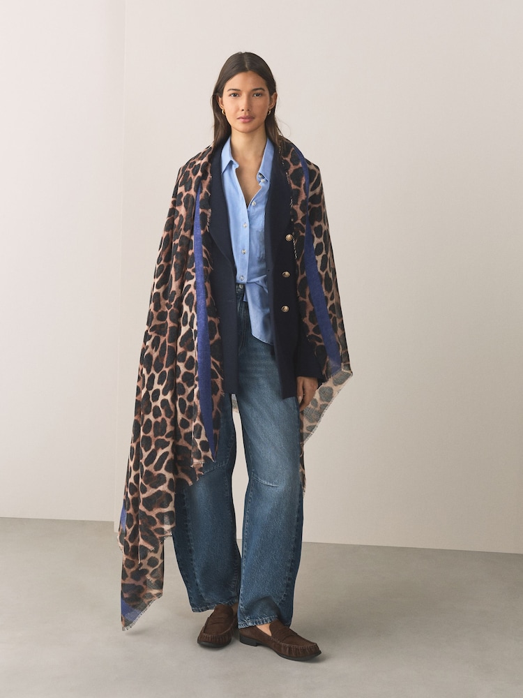 Leopard Print Lightweight Scarf - Image 2 of 6 Leopard Print Lightweight Scarf - Image 2 of 6