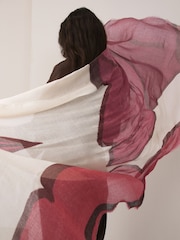 Berry Red Abstract Lightweight Scarf - Image 4 of 7