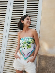 Blue Poolside Scene Satin Square Scarf - Image 1 of 9