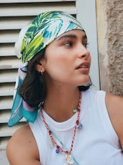 Blue Poolside Scene Satin Square Scarf - Image 2 of 9