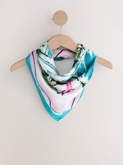 Blue Poolside Scene Satin Square Scarf - Image 7 of 9