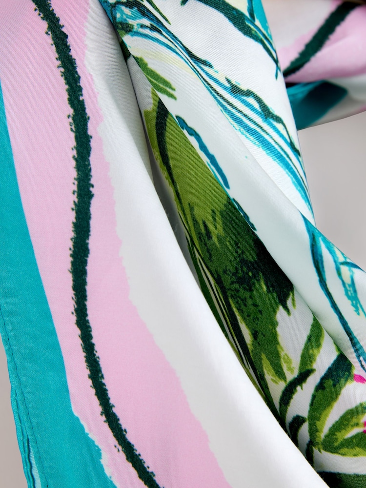 Blue Poolside Scene Satin Square Scarf - Image 9 of 9