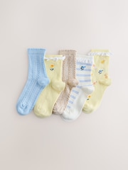 أزرق/أصفر - حزمة من جوربين (5) غنية بالقطن بكشكشة على الكاحل - صورة 1 من 3