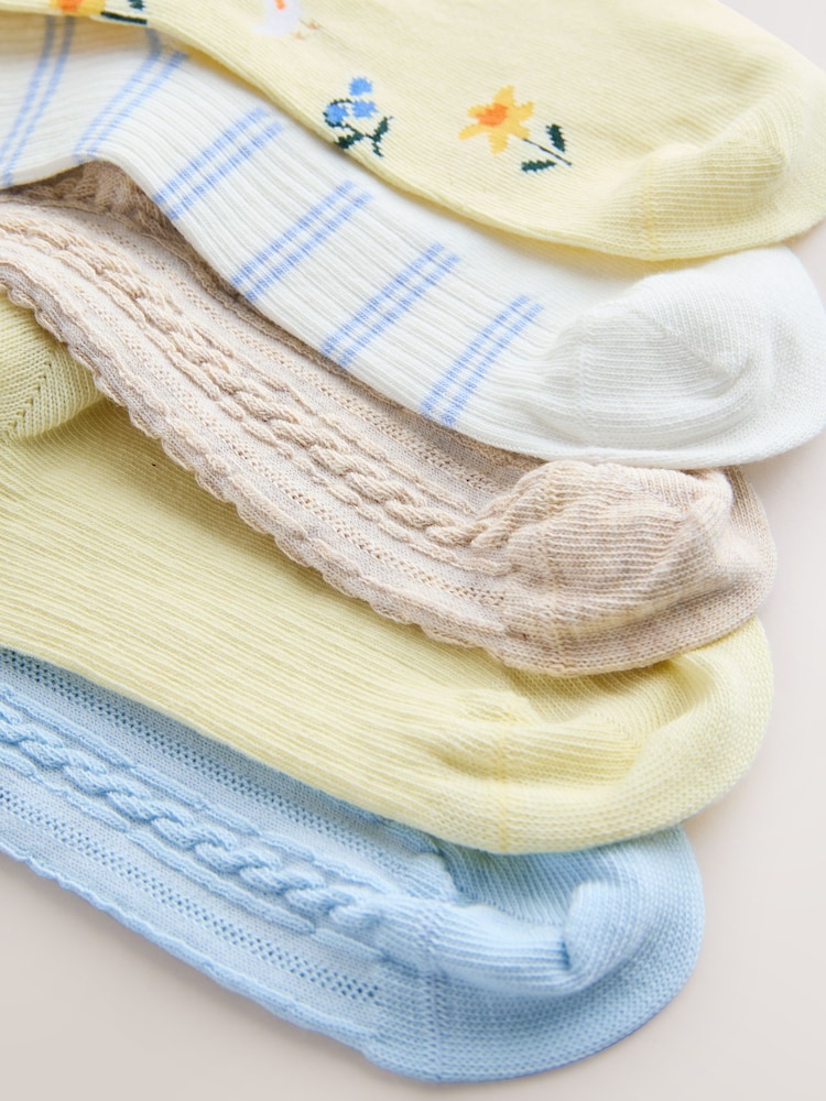 أزرق/أصفر - حزمة من جوربين (5) غنية بالقطن بكشكشة على الكاحل - صورة 3 من 3 أزرق/أصفر - حزمة من جوربين (5) غنية بالقطن بكشكشة على الكاحل - صورة 3 من 3