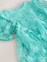 Синьо-зелений - Mesh Flower пайєтки вечірні сукні (3-16р.) - Image 7 of 8