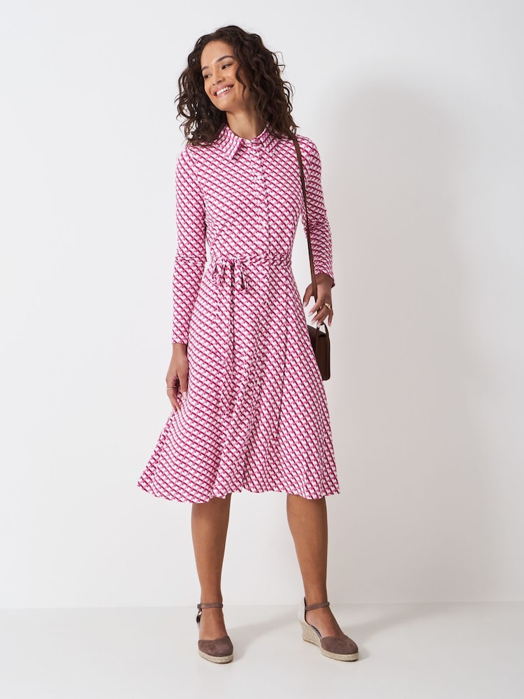 Crew Clothing Pink Emma Jersey Shirt Dress - Image 1 of 5 Crew Clothing Pink Emma Jersey Shirt Dress - Image 1 of 5