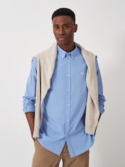 Crew Clothing Blue Plain Cotton Poplin Shirt - Image 1 of 5