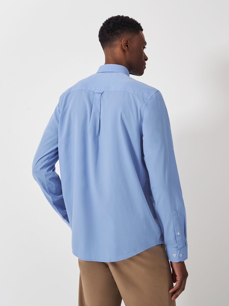 Crew Clothing Blue Plain Cotton Poplin Shirt - Image 2 of 5