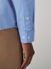 Crew Clothing Blue Plain Cotton Poplin Shirt - Image 4 of 5