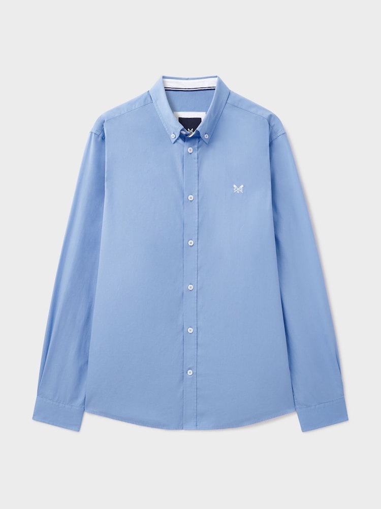 Crew Clothing Blue Plain Cotton Poplin Shirt - Image 5 of 5