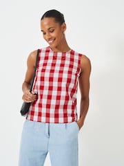 Crew Clothing Company Red Estelle Sleeveless Cotton Top - Image 1 of 5