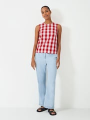 Crew Clothing Company Red Estelle Sleeveless Cotton Top - Image 3 of 5