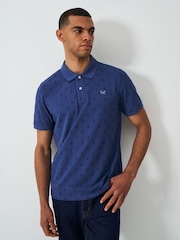 Camisa polo de algodão estampada com âncora para tripulação - Imagem 1 de 5