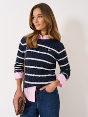 Crew Clothing Blue Cotton & Cashmere Chunky Knit Jumper - Image 2 of 5