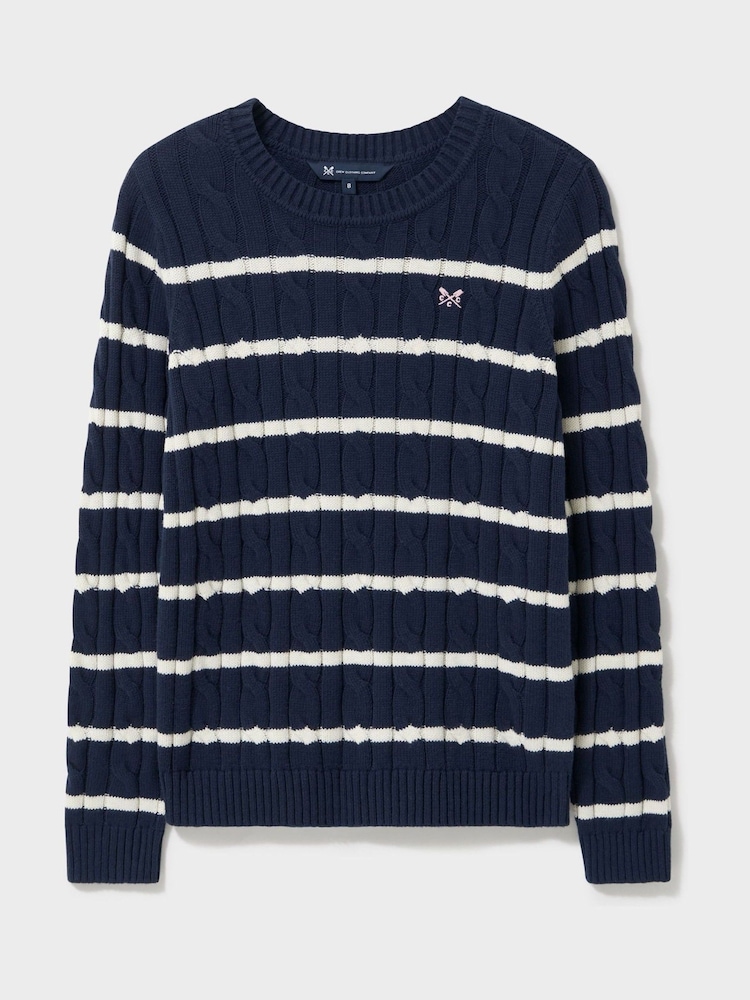 Crew Clothing Blue Cotton & Cashmere Chunky Knit Jumper - Image 5 of 5