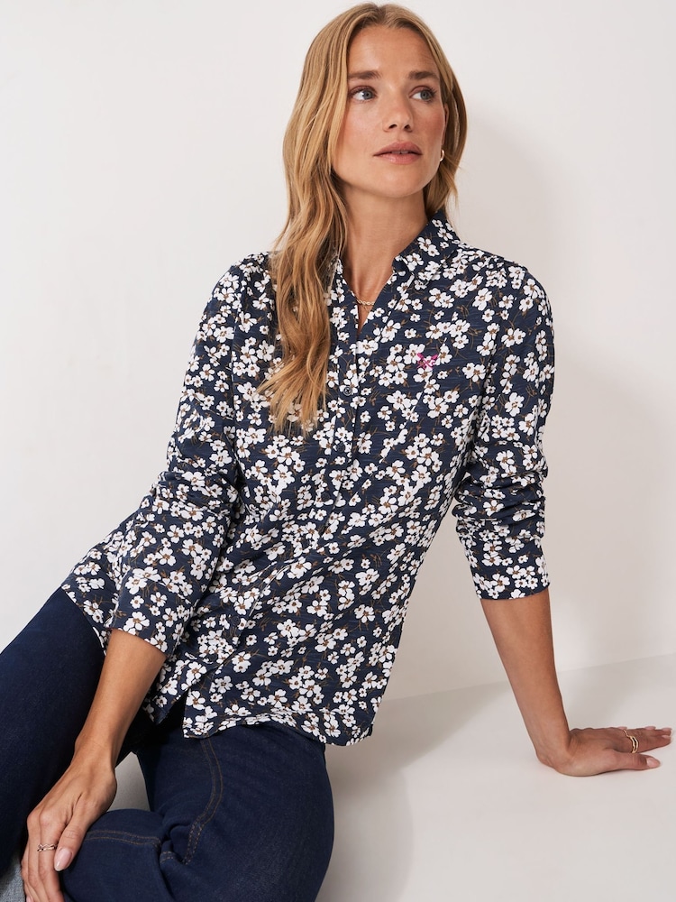 Crew Clothing Blue Jersey Shirt - Image 1 of 5