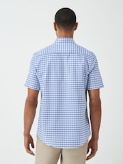 Crew Clothing Blue Short Sleeve Micro Gingham Oxford Shirt - Image 2 of 5