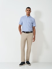 Crew Clothing Blue Short Sleeve Micro Gingham Oxford Shirt - Image 3 of 5