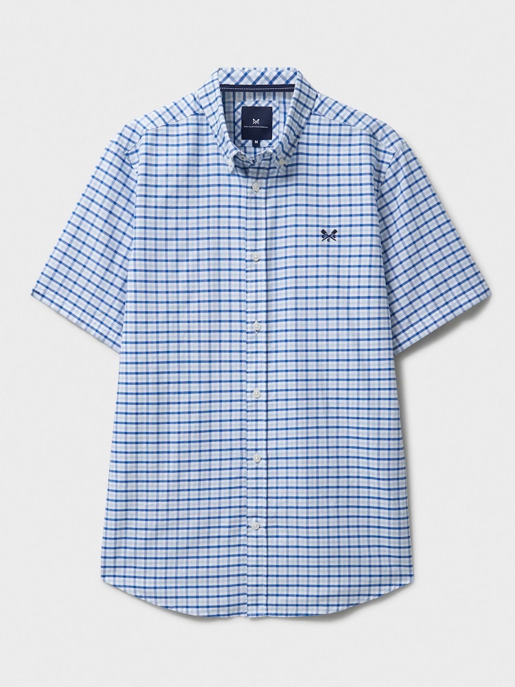 Crew Clothing Blue Short Sleeve Micro Gingham Oxford Shirt - Image 5 of 5 Crew Clothing Blue Short Sleeve Micro Gingham Oxford Shirt - Image 5 of 5