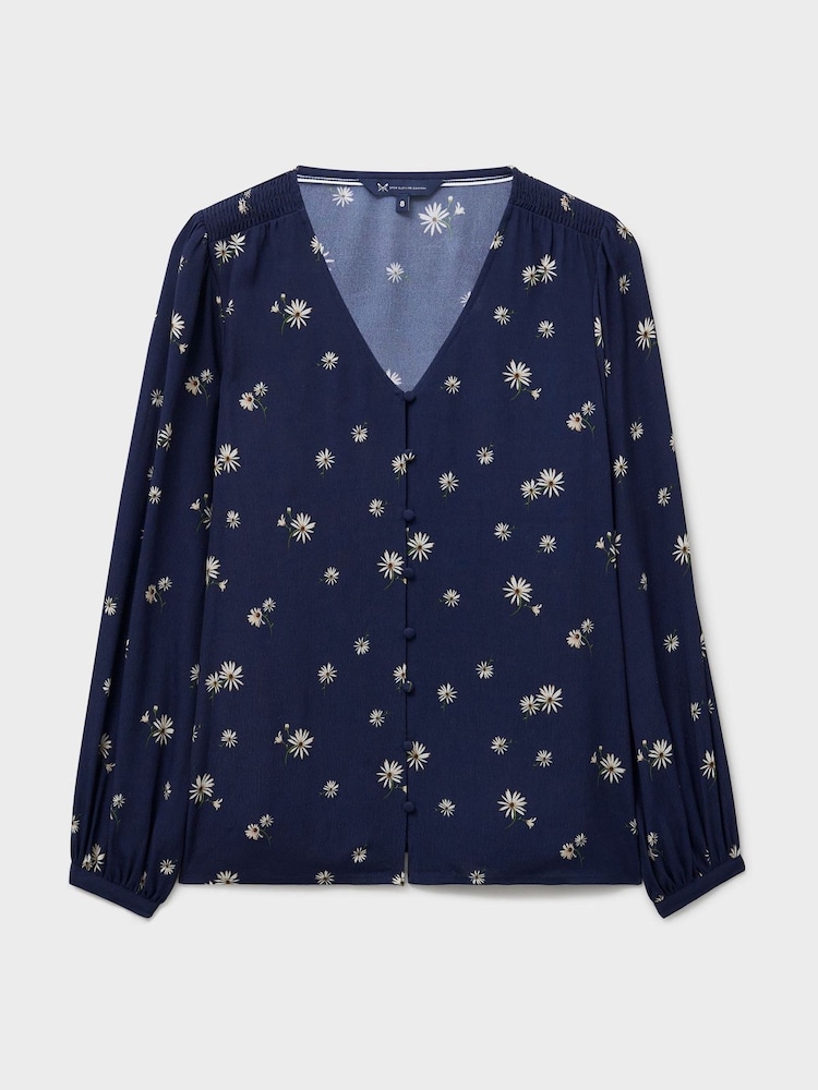 Crew Clothing Blue Lola Tie Back Daisy Print Top - Image 5 of 5 Crew Clothing Blue Lola Tie Back Daisy Print Top - Image 5 of 5