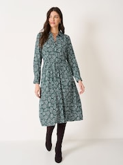 Crew Clothing Green Victoria Ditsy Floral Print Shirt Dress - Image 1 of 5