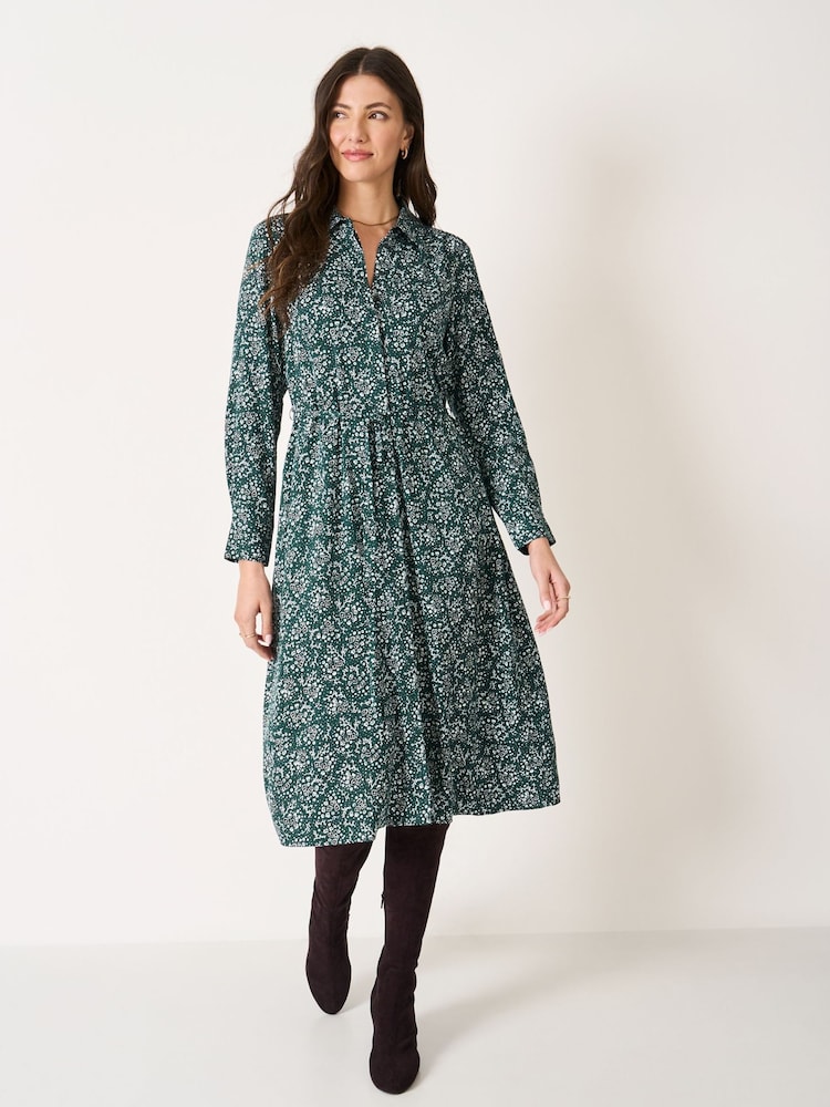 Crew Clothing Green Victoria Ditsy Floral Print Shirt Dress - Image 1 of 5