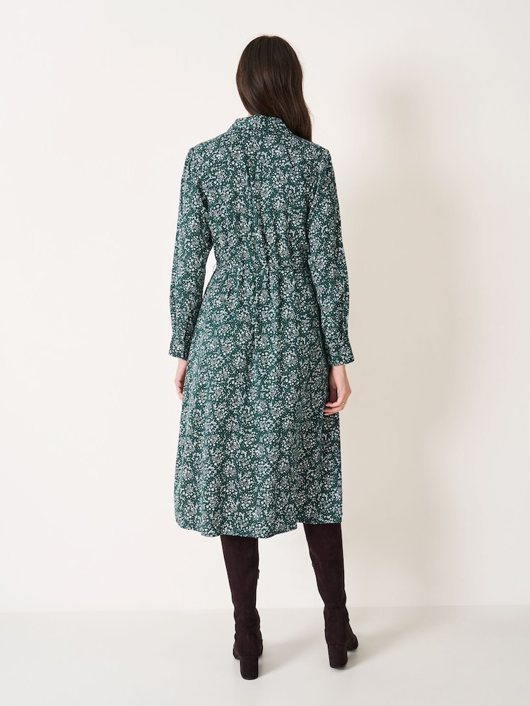 Crew Clothing Green Victoria Ditsy Floral Print Shirt Dress - Image 2 of 5 Crew Clothing Green Victoria Ditsy Floral Print Shirt Dress - Image 2 of 5