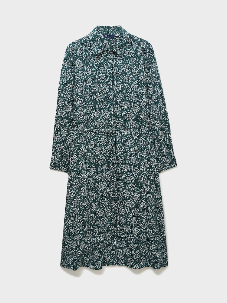Crew Clothing Green Victoria Ditsy Floral Print Shirt Dress - Image 5 of 5
