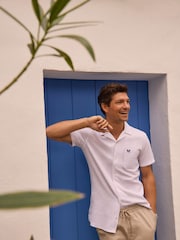 Crew Clothing White Short Sleeve Linen Revere Collar Shirt - Image 1 of 1