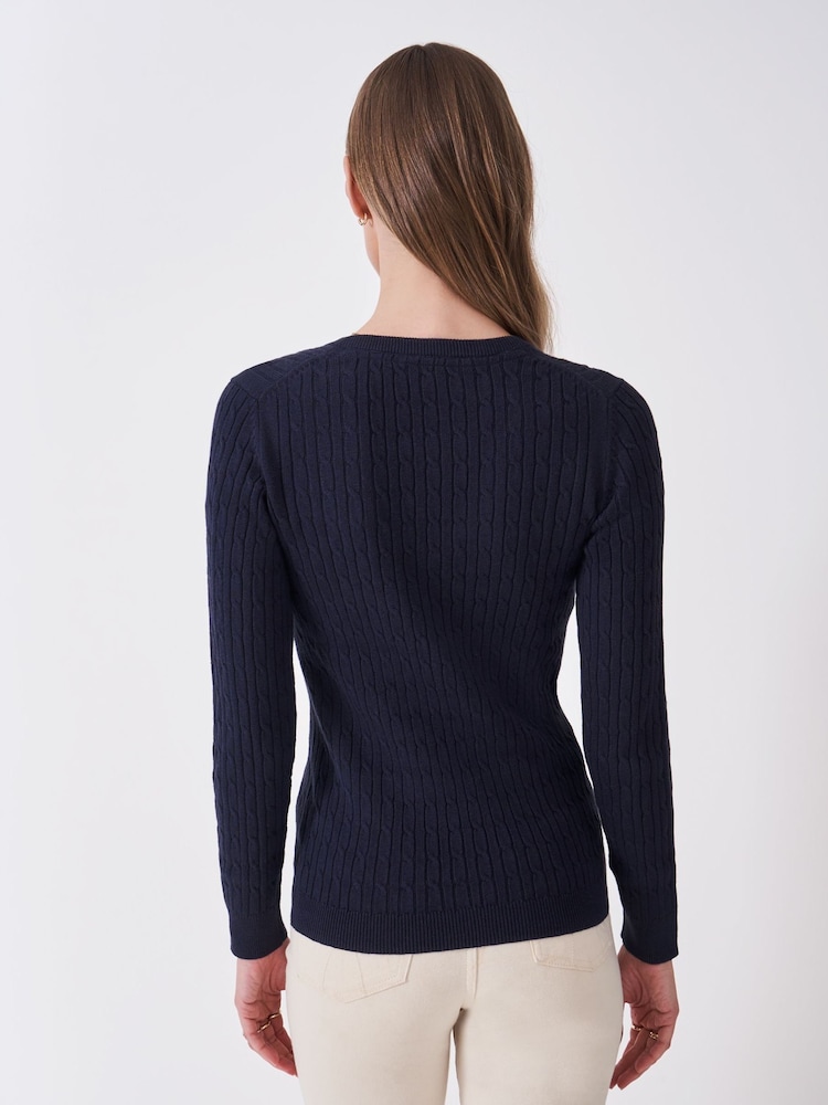 Crew Clothing V-Neck Heritage Cable Knit Jumper - Imagem 2 de 5