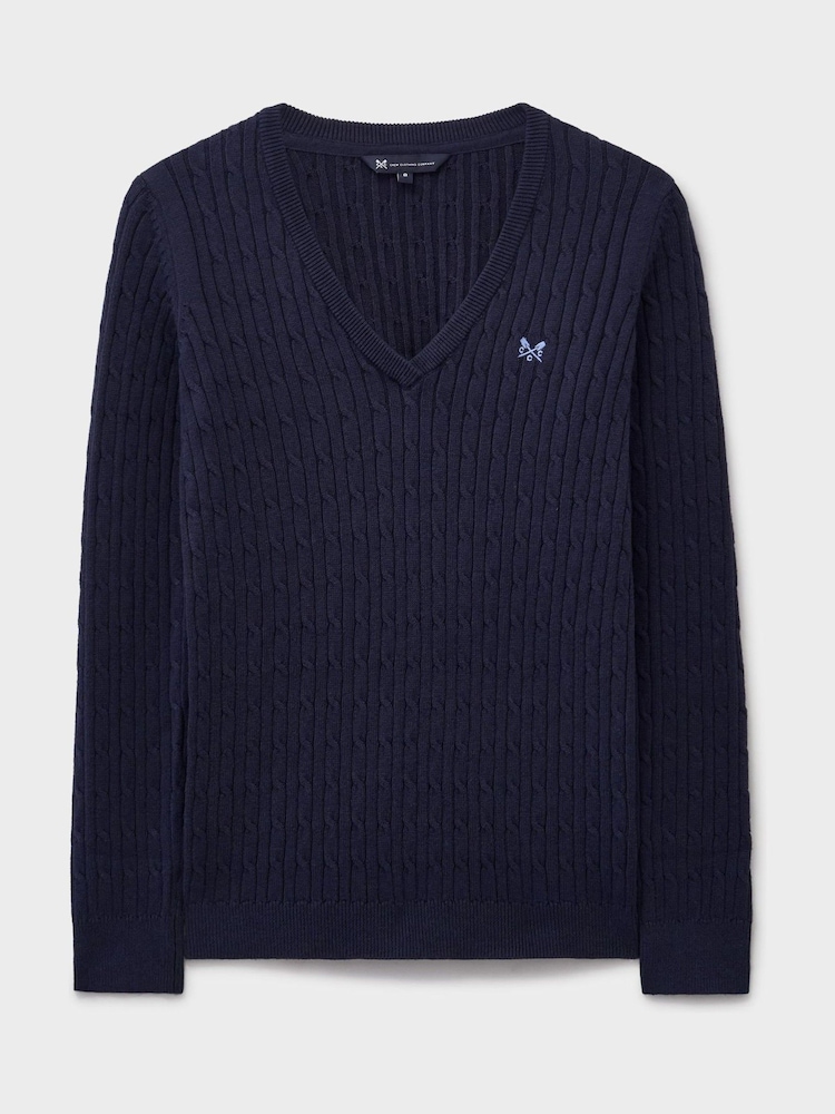 Crew Clothing V-Neck Heritage Cable Knit Jumper - Imagem 5 de 5