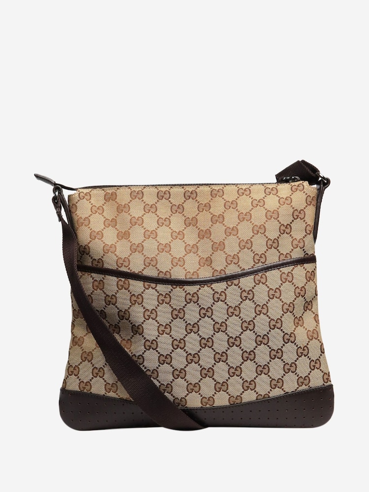 Sign of the Times GG Canvas Messenger Brown Bag - Image 1 of 8
