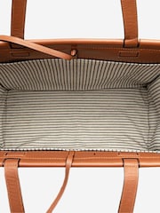 Sign of the Times Metallic Multicolour Striped Wool And Leather Tote Bag - Image 6 of 10