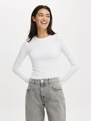 Cotton On White All Day Crew Long Sleeve Top - Image 1 of 4