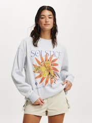 Cotton On Grey Classic Graphic Print Crew Sweatshirt - Image 1 of 4
