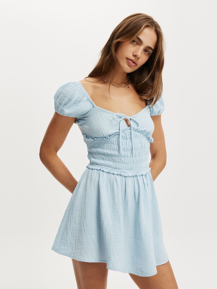Cotton On Blue Charlie Open Back Mini Sundress - Image 1 of 5