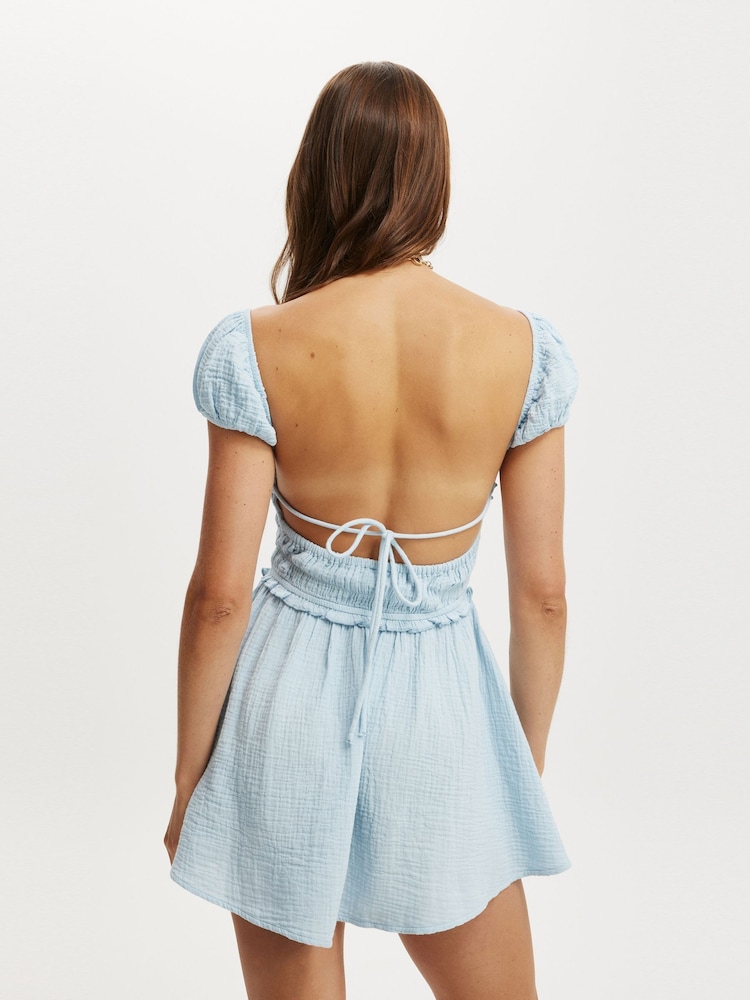 Cotton On Blue Charlie Open Back Mini Sundress - Image 2 of 5
