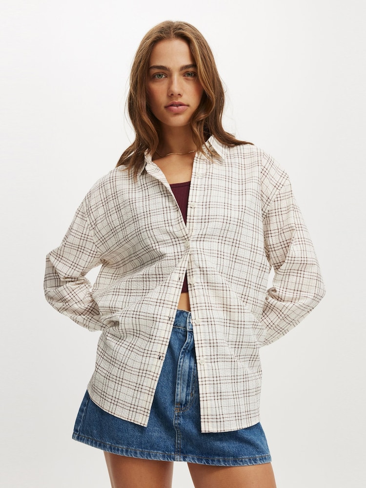 Cotton On Dark Natural Haven Long Sleeve Shirt - Image 1 of 5