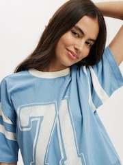 Cotton On Blue Oversized Graphic Print T-Shirt - Image 3 of 4
