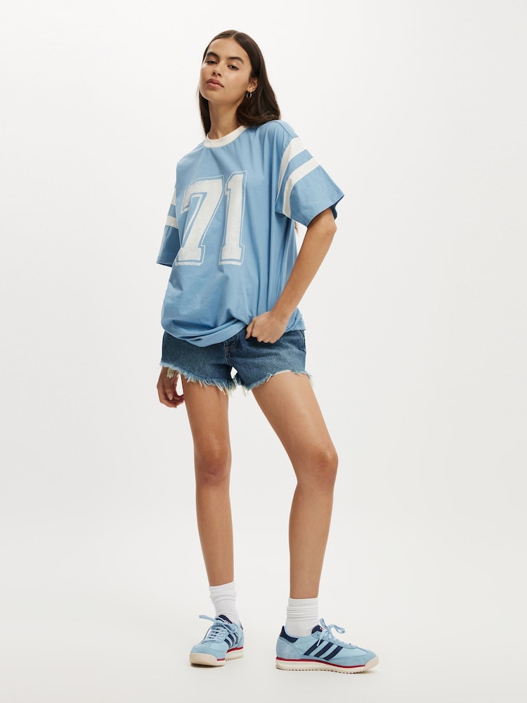 Cotton On Blue Oversized Graphic Print T-Shirt - Image 4 of 4