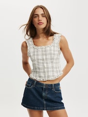 Cotton On Brown Emily Ruffle Top - Image 1 of 3