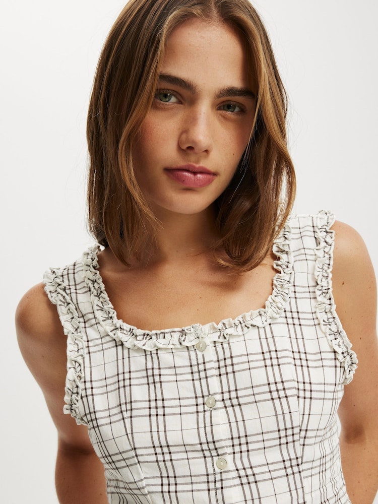 Cotton On Brown Emily Ruffle Top - Image 3 of 3